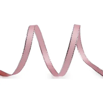 Stuha Stuha taftová šíře 6 mm s lurexem, střední, 607 pudrová stříbrná