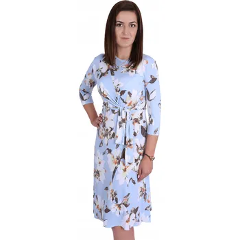 Dámské šaty Modré asymetrické šaty s květinovým vzorem, velikost M
