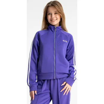 Dívčí mikina Reporter Young | Dívčí fialová BOXY mikina na zip s kontrastními lampasy na rukávech - Barva FIALOVÁ, Velikost 140/146 261-0554G-08-670-1