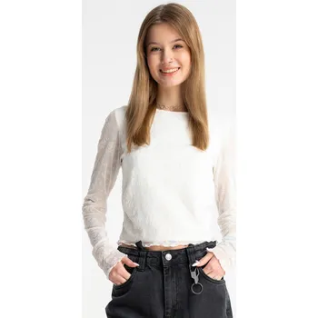 Reporter Young | Dívčí krémová síťovaná halenka s květinovým vzorem a topem - Barva KRÉMOVÁ, Velikost 152 261-0442G-01-250-1