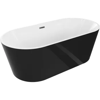 Vana Mexen Luna volně stojící vana 170 x 80 cm, bílá/černá, přepad gun metal - 52031708075-95 Volně stojící vany