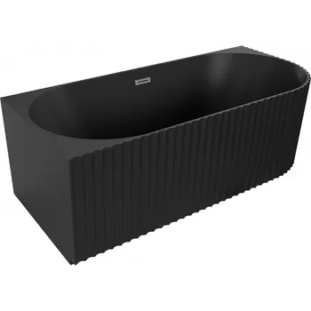 Vana Mexen Gia volně stojící rohová rýhovaná levá 150 x 75 cm, černá mat, přepad gun metal - 52701507571L-95 Volně stojící vany