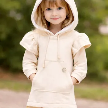 Elektronický PDF střih dětské teplákové šaty s kapucí Evelyn-110-128