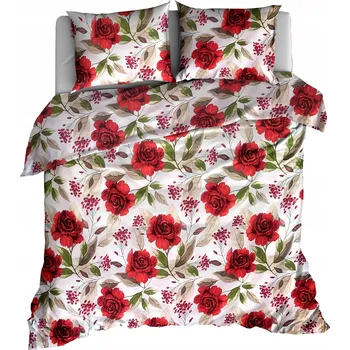 Povlečení POVLEČENÍ BAVLNA 200x200 ČERVENÉ KVĚTY