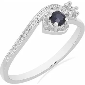 Prsten Prsten stříbrný s modrým safírem a zirkony Ag 925 031131 SAF 59 mm (US 9) 1,41 g