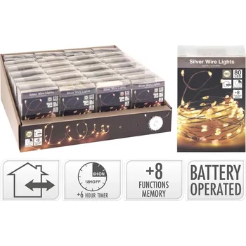 Vánoční dekorace Led světelný řetěz venkovní, žlutá barva, 80ks diod s časovačem 61 gram