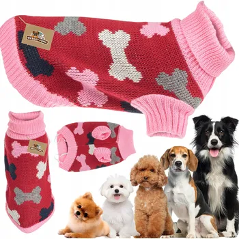 Obleček pro psa SVETR pro psa kočku na zimu obleček teplý ROLÁK SVETR s kostkami gumičky XXL