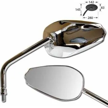 Zrcátko pro motocykl HSM Zrcátka na motorku COMO, hliníková univerzální, stříbrná se závitem M10, homologovaná