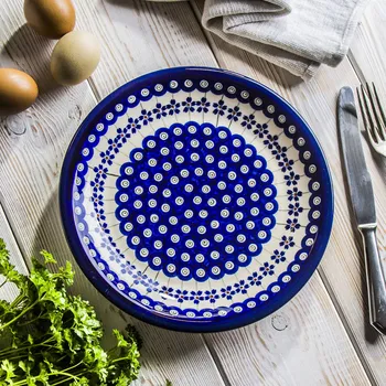 Talíř Mělký jídelní talíř Keramika Bolesławiec 24,5 cm - dek. 166A (druhý druh)