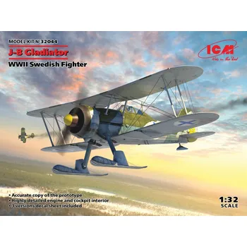 Plastikový model J-8 Gladiator Swedish WWII Fighter (3x camo) - ICM 32044