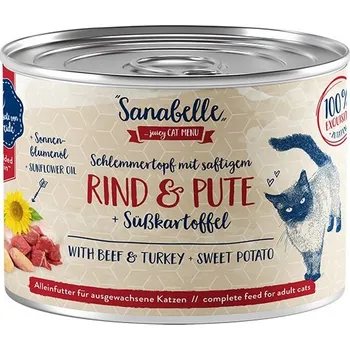 Krmivo pro kočku Sanabelle Schlemmertopf hovězí a krůta 12× 180 g