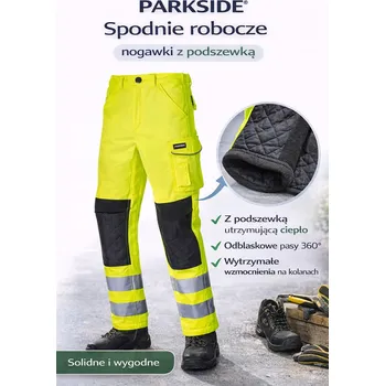 Pracovní obuv Dlouhé pracovní kalhoty Parkside s reflexními nohavicemi a podšívkou, velikost 52/L