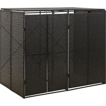 Popelnice zahrada-XL Přístřešek na dvě popelnice černý 140 x 80 x 117 cm polyratan 319861