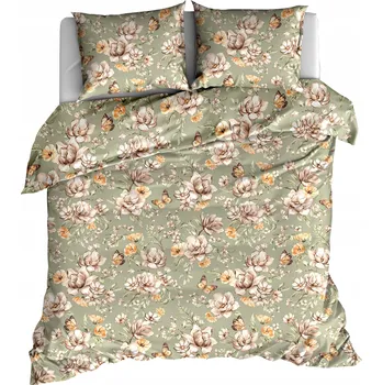 Povlečení Sada Povlečení 200x200+2x70/80 ze 100% bavlny, olivové květy, vyrobeno PL