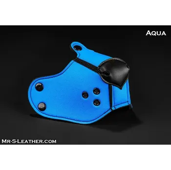 Erotická maska Mr. S Leather Neoprene K9 Muzzle Aqua, neoprenový čumák pro puppy play