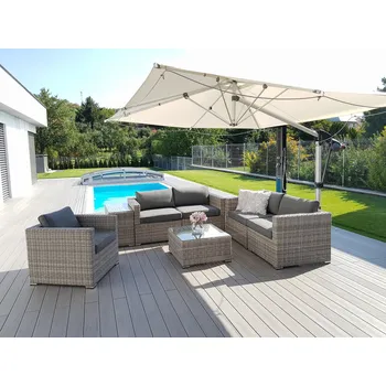 Zahradní sestava DEOKORK Ratanová variabilní sestava SEVILLA pro 5 osob (šedá)