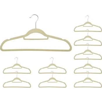 Věšák Věšáky na oblečení MAXI sametové, béžové (10 ks)