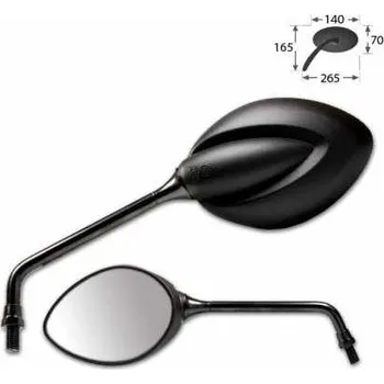 Zrcátko pro motocykl HSM Zrcátka na motorku STRATO, plastová univerzální, černá zrcátka se závitem M10 2x pravý