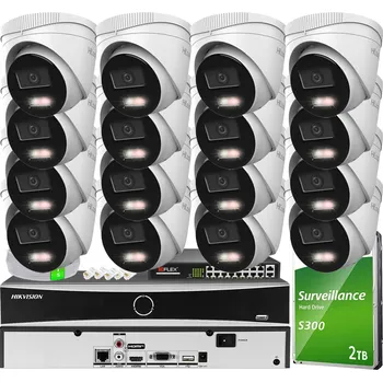 IP kamera Monitorovací sada 16 kamer IPC-T240HA-LUC 4MPx Hikvision Hybrid Light PoE