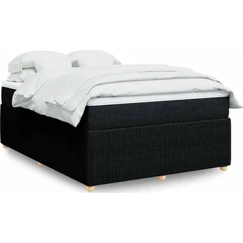 Postel vidaXL Box spring postel s matrací 140x200 cm textil [3285578] Barva: Černá