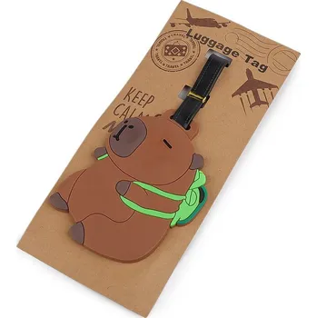 Kabelka Jmenovka / visačka na kufr zvířátka - 2 hnědá kapybara