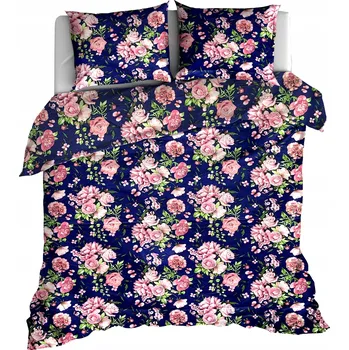 Povlečení POVLEČENÍ BAVLNA 180x200 KVĚTINY KYTICE GRANÁTOVÁ