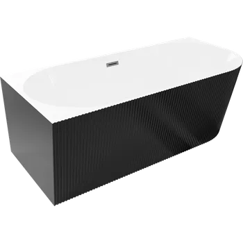 Vana Mexen Silo volně stojící rohová vana levá rýhovaná 170 x 80 cm, bílá/černá, přepad gun metal - 52891708075L-95 Volně stojící vany