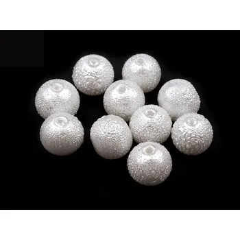 Korálek Skleněné voskové perly vroubkované Ø8 mm Balení: 40 ks, Varianta: 01 bílá - 8596475066983