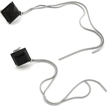 Náušnice Foxette Řetízkové náušnice chirurgická ocel Čtverec - Černá JF_0403