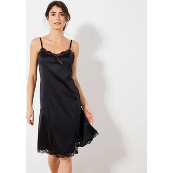 Blancheporte Spodnička ze saténového úpletu s krajkou a antistatickými vlastnostmi černá 38/40