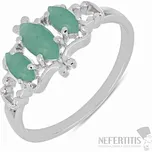 Prsten stříbrný s broušenými smaragdy Ag 925 023319 EM 59 mm (US 9), 2,5 g