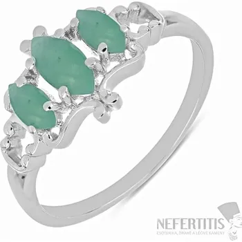 Prsten Prsten stříbrný s broušenými smaragdy Ag 925 023319 EM 59 mm (US 9), 2,5 g