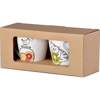 Z - TRADE Dárkový set keramických hrnků s knoflíkem, 340 ml, v krabičce, mix, 2 ks