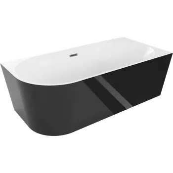 Vana Mexen Mia volně stojící rohová vana pravá 140 x 75 cm, bílá/černá, přepad gun metal - 52691407575P-95 Volně stojící vany