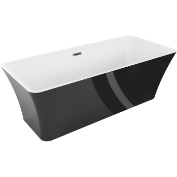 Vana Mexen Tonia volně stojící vana 170 x 75 cm, bílá/černá, přeliv gun metal - 52171707575-95 Volně stojící vany