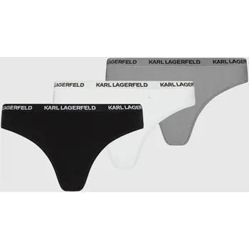 Dámská móda SPODNÍ PRÁDLO KARL LAGERFELD LOGO THONG BLACK/WHITE/GREY