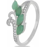 Prsten stříbrný s broušenými smaragdy a zirkony Ag 925 026347 EM 52 mm (US 6), 3 g