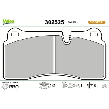 Brzdová destička Sada brzdových destiček, kotoučová brzda VALEO 302525