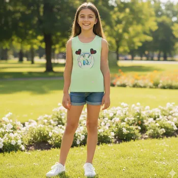 Dívčí tričko DÍVČÍ TÍLKO zelené Kugo HC0685 (Dívčí letní tílko)