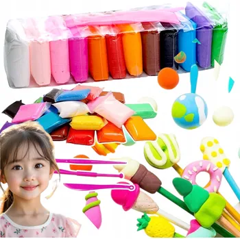 Modelovací hmota SUPER CLAY PLASTELÍNA HLÍNA PĚNOVÁ PLASTELÍNA POLYMEROVÁ 12 BAREV KREATIVNÍ