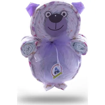 plenkový dort Medvěd z plenek růžový