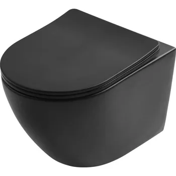 SLOVARM Závěsné WC Rimless W YJ-2380B včetně sedátka, černá (672404)