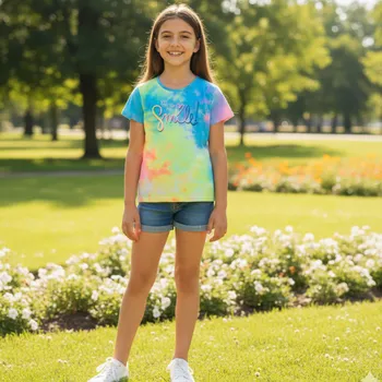 DÍVČÍ TRIČKO funkční modrá/růžová Kugo CY1010 (Dívčí letní tričko s krátkým rukávem)