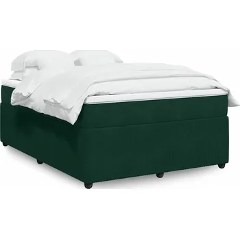 Postel vidaXL Box spring postel s matrací 140x190 cm samet [3285638] Barva: Tmavě zelená