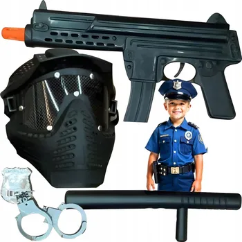 Karnevalový kostým Kostým Policisty Sada Pro Děti S Maskou, Vysílačkou a Puškou