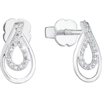 Náušnice Stříbrné náušnice pecka se zirkony slza v bílé barvě 881002.1
