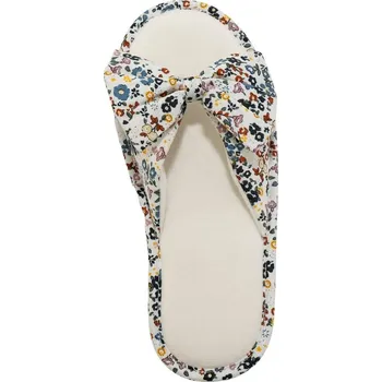 Dámská obuv Pantofle s otevřenou špičkou a potiskem květin modrá 40