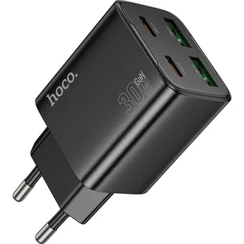 Hoco N56 nabíječka do sítě s výstupem 2x USB-C + 2x USB-A / PD / QC 3.0 / 30W / černá