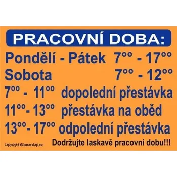 Žertovný předmět Certifikát - Pracovní doba