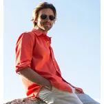 Propínací košile z bavlny-lnu, s dlouhými rukávy papája 43/44